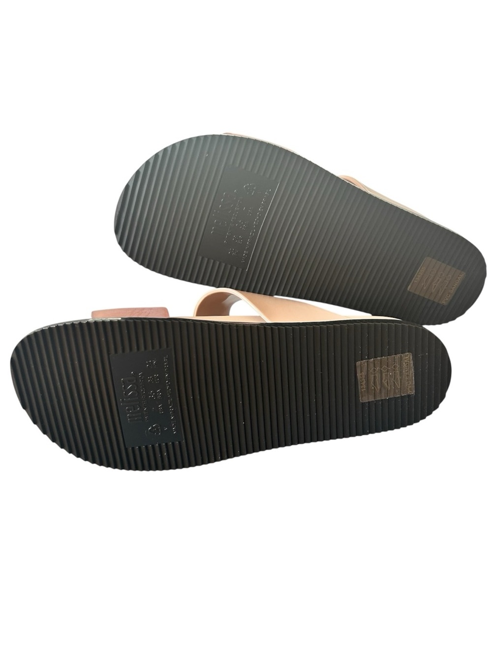 NEW Melissa Cosmic PVC Open Toe Double Band Slip On Sandals Beige - Picture 3 of 9